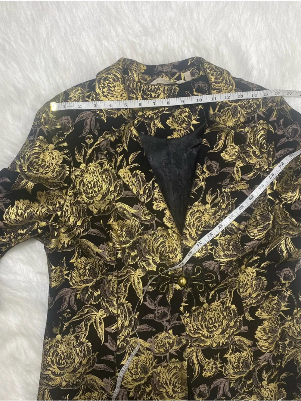 Soft Surroundings Black Blazer with Metallic Gold Floral Brocade - Picture 9 of 11